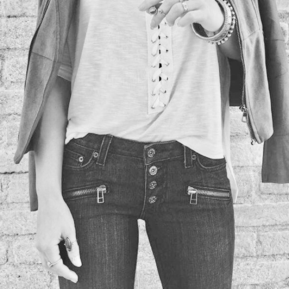 NWT LF Carmar Button Front Charcoal Skinny Jeans